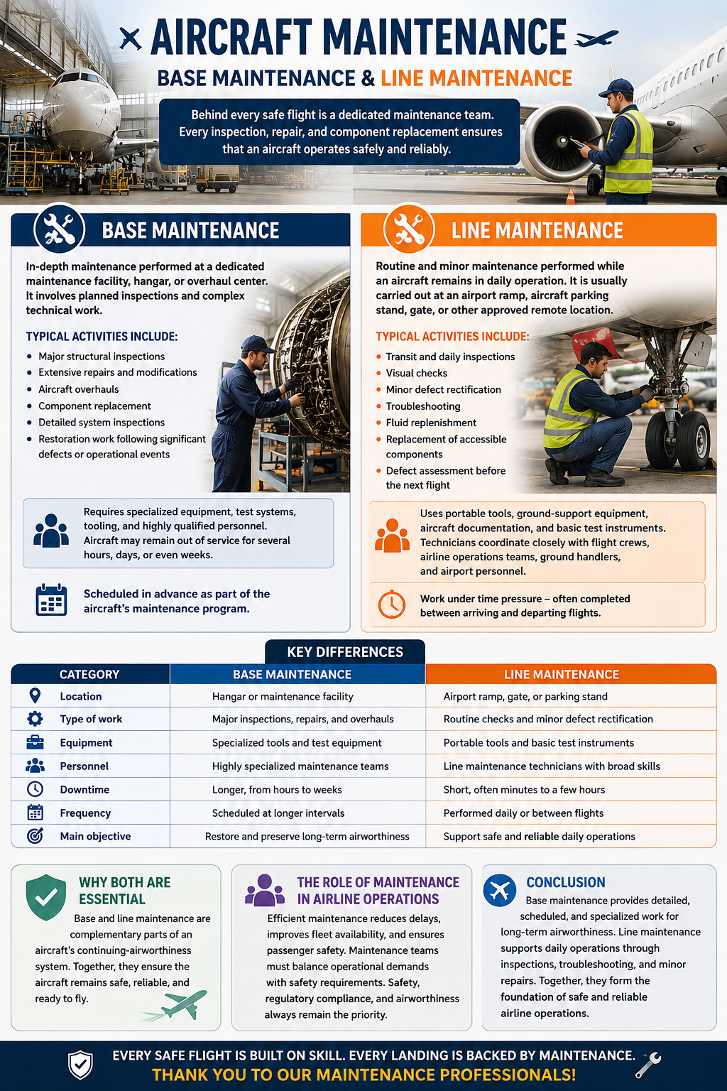 Base Maintenance vs Line Maintenance: Understanding the Two Pillars of Aircraft Safety