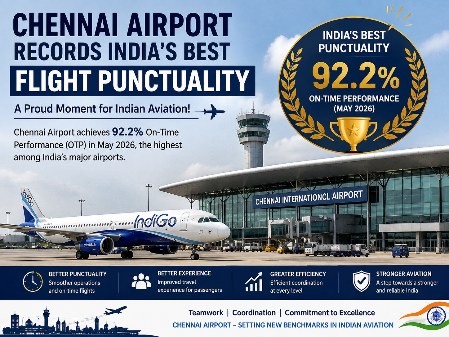 Airport-flight-punctuality-INDIA Aviation-growth-2026- Chennai Airport Records India’s Best Flight Punctuality