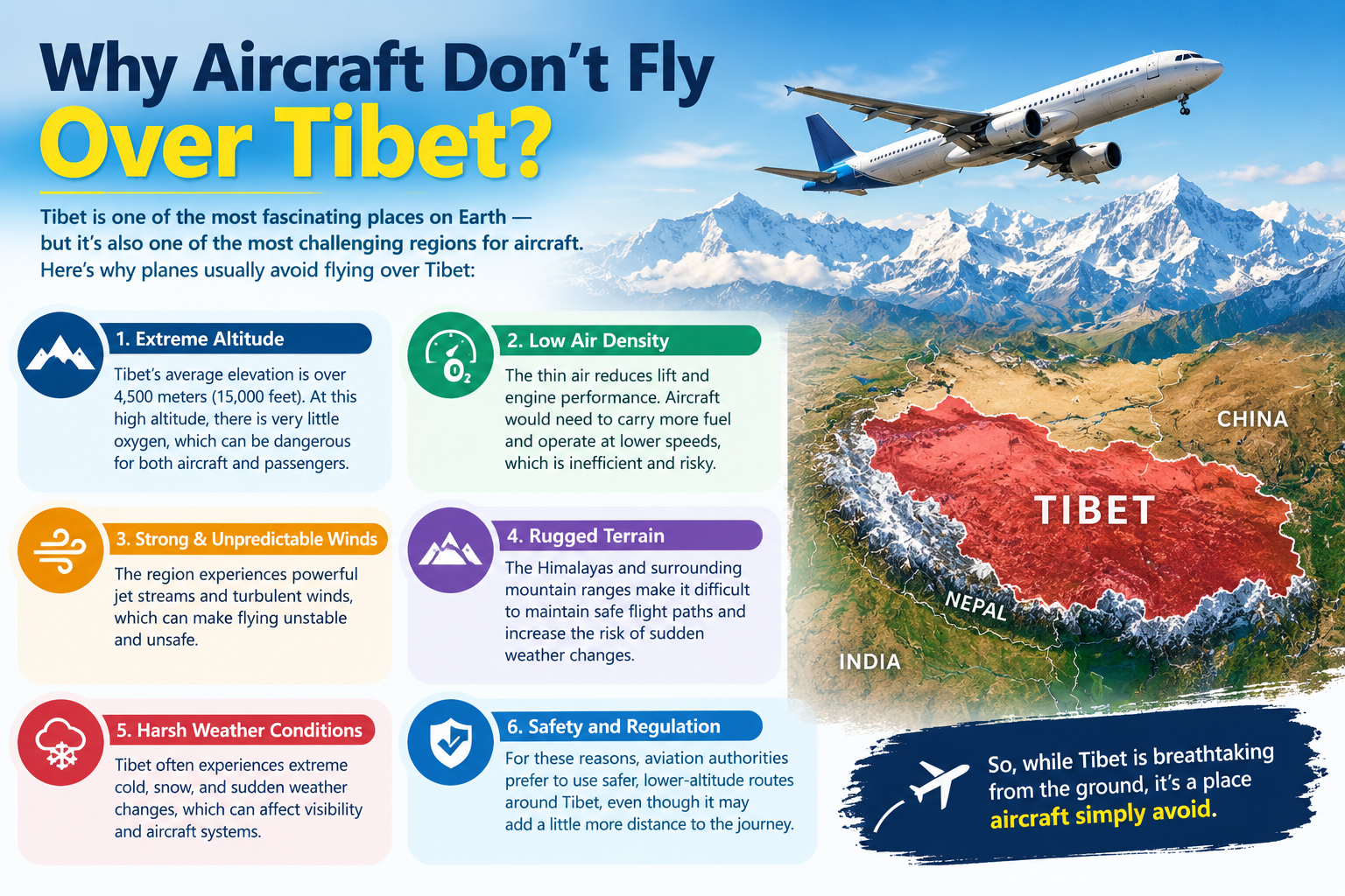 Why don’t aircraft fly over Tibet?